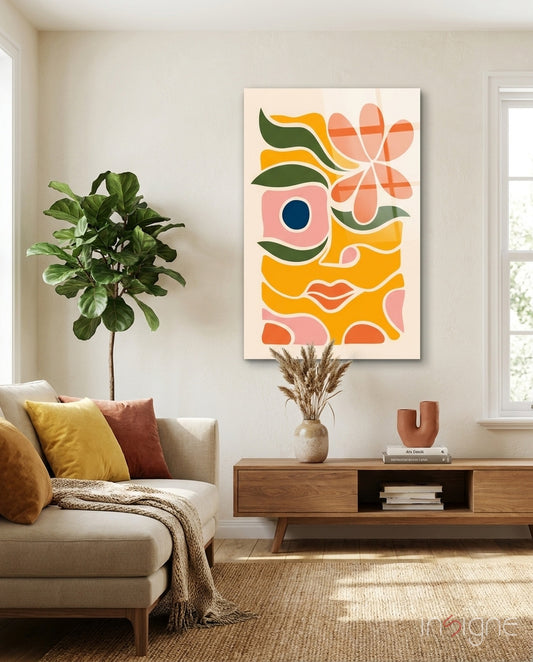 Abstract Floral Glass Wall Art - Lifestyle preview in a designer interior