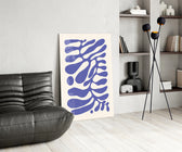 Abstract panel against a soft sand-painted accent wall