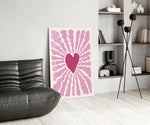Heart sunburst panel against a soft sand-painted accent wall
