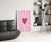 Heart sunburst panel against a soft sand-painted accent wall