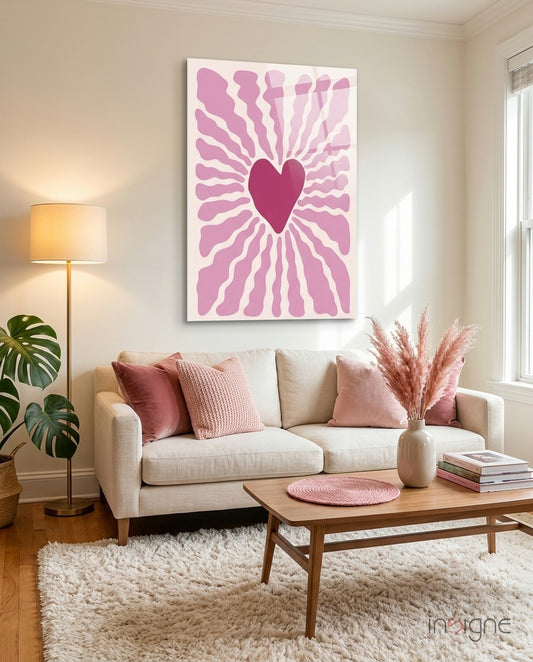 Radiant Heart Glass Wall Art - Lifestyle preview in a designer interior