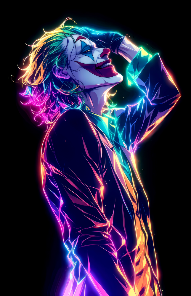 Neon Joker Glass Wall Art