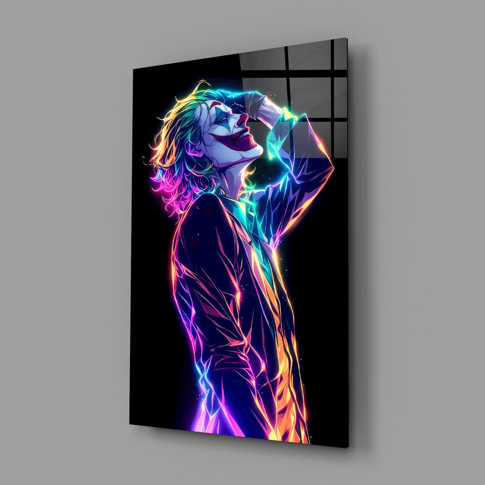 Electric Joker portrait panel anchoring a teen's bedroom wall