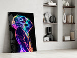 Joker artwork above a console in a man cave