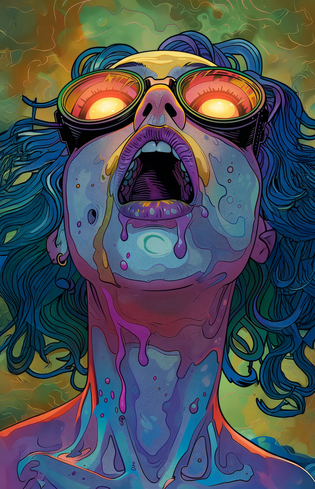 Psychedelic Goggles Glass Wall Art