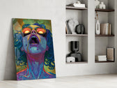 Psychedelic muse artwork in a cinema-room accent wall