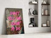 Altered-portrait artwork in a contemporary powder room