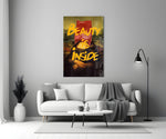 Conceptual-graffiti glass print bringing wit to a master bedroom