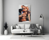 Conceptual glass print bringing museum wit to an art gallery lounge