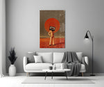 Retro-album glass print bringing dada edge to a designer's office