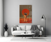 Retro-album glass print bringing dada edge to a designer's office