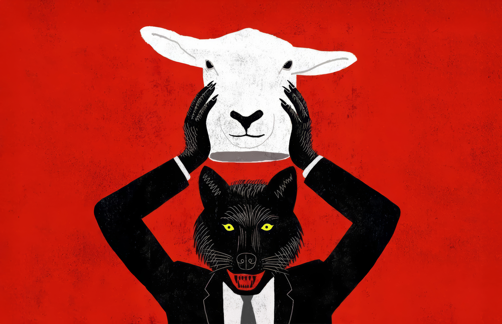 Sheep in Wolf's Clothing Glass Wall Art