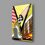 Lichtenstein-style comic panel anchoring a sneaker boutique wall