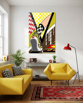 Vans Checkerboard Sneaker Pop Glass Wall Art - Lifestyle preview in a designer interior