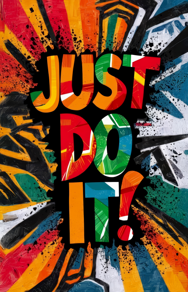 Vibrant 'Just Do It' Motivational Glass Wall Art