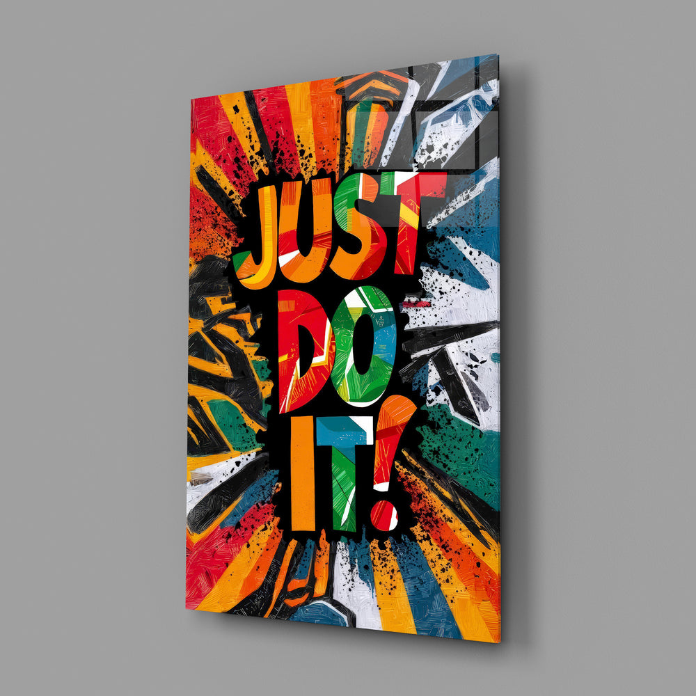 Painted motivation panel anchoring a teen's bedroom wall
