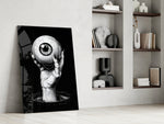 Surreal artwork in a contemporary cinema-room accent wall