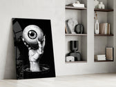 Surreal artwork in a contemporary cinema-room accent wall