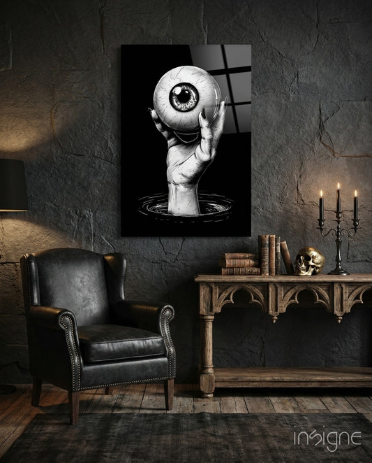 Eyes of the Abyss Glass Wall Art - Lifestyle preview in a designer interior