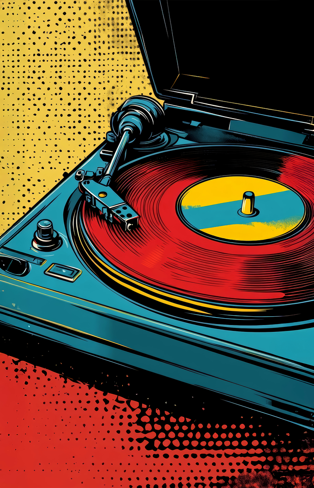 Vibrant Turntable Pop Glass Wall Art