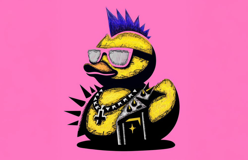 Punk Duck Pop Glass Wall Art