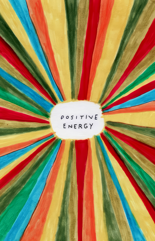 Radiant Positive Energy Burst Glass Wall Art