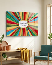 Radiant Positive Energy Burst Glass Wall Art - Lifestyle preview in a designer interior