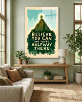 Believe You Can Glass Wall Art - Lifestyle preview in a designer interior