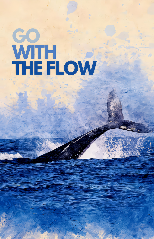 Whale Tail Flow Glass Wall Art