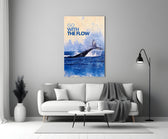 Whale motivation glass print bringing calm to a creative studio