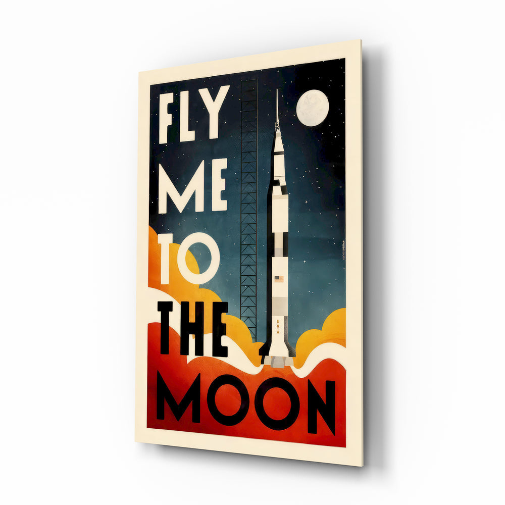 Moon Landing Glass Wall Art