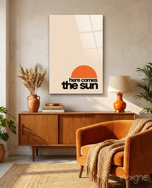 Sunset Serenity Glass Wall Art - Lifestyle preview in a designer interior