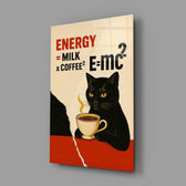 Vintage café-poster panel anchoring a breakfast nook wall