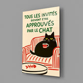 Café-style cat panel anchoring a breakfast nook wall