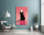 Absurd cat artwork styled in a kid's bedroom with playful accents