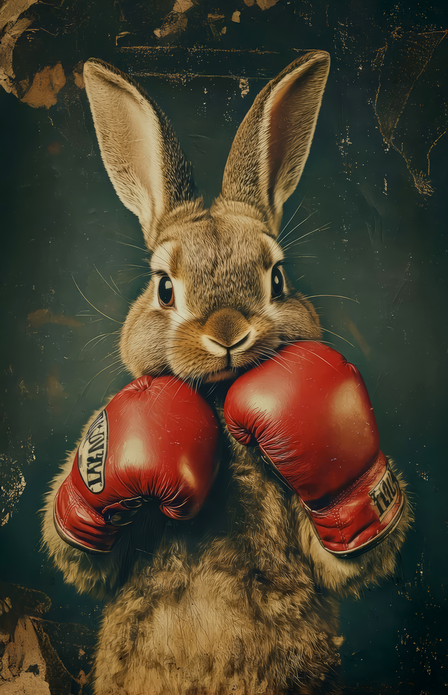 Boxing Bunny Glass Wall Art