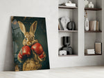 Boxing Bunny artwork in a barbershop interior with classic palette