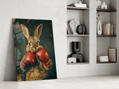 Boxing Bunny artwork in a barbershop interior with classic palette