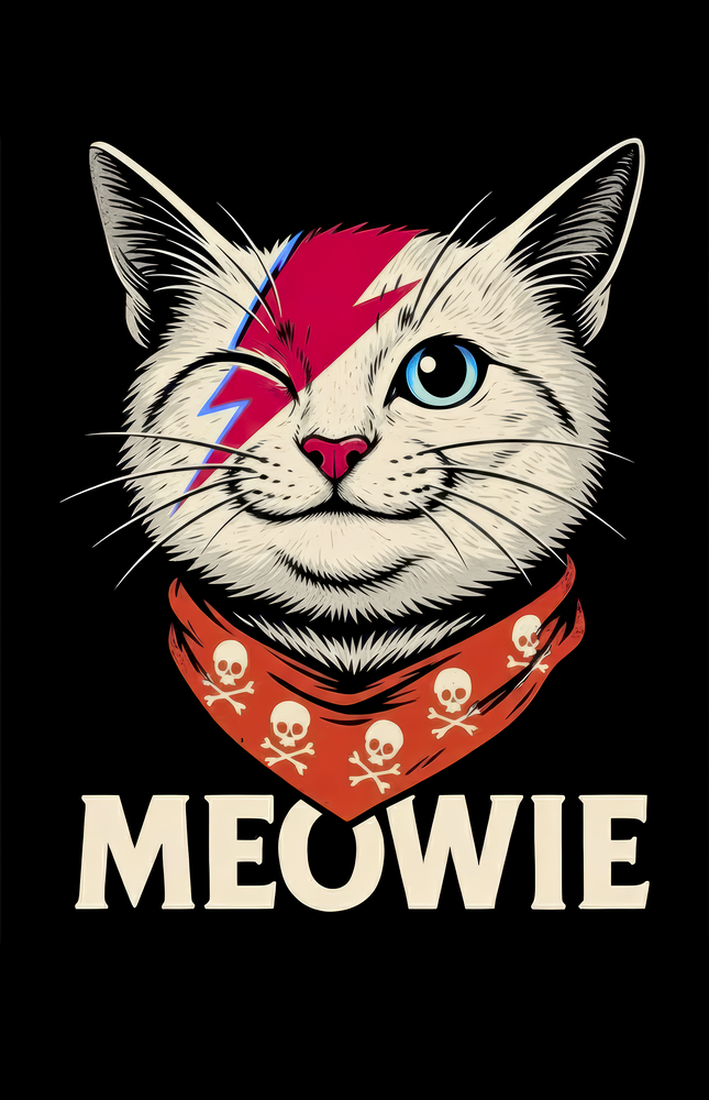 Meowie Bowie Cat Glass Wall Art