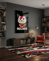Meowie Bowie Cat Glass Wall Art - Lifestyle preview in a designer interior