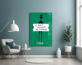 Alien artwork styled in a creative studio interior