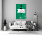 Humor glass print bringing absurd edge to a designer's office