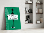 Naïve-illustration artwork in a science-themed lounge