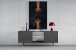 Risk glass wall art catching light to reveal its rope detail