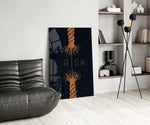 Risk panel against a moody navy-painted accent wall