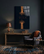 Risk Tangled Rope Glass Wall Art - Lifestyle preview in a designer interior