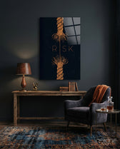 Risk Tangled Rope Glass Wall Art - Lifestyle preview in a designer interior