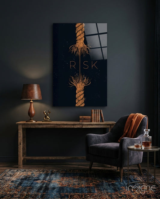 Risk Tangled Rope Glass Wall Art - Lifestyle preview in a designer interior