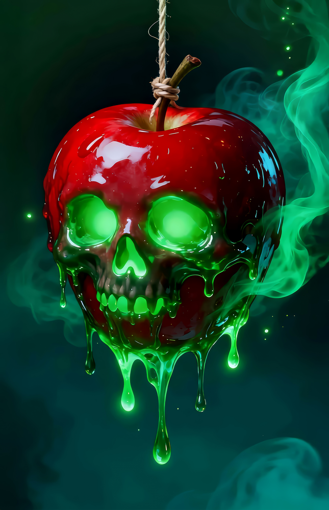 Poisoned Apple Skull Glass Wall Art