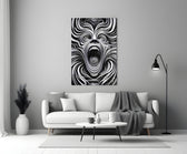 Op-art glass print bringing graphic edge to a teen's bedroom